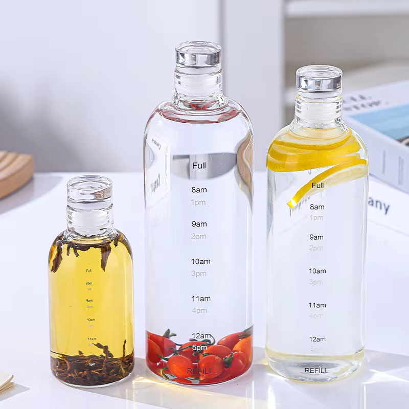Cascade Time-Marked Hydration Bottle with Button Cap