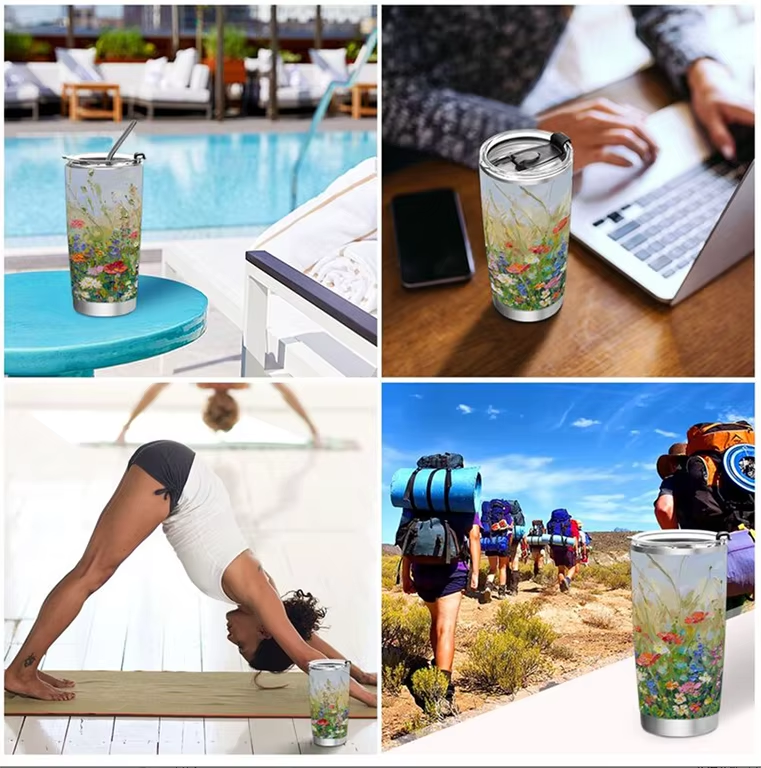 Ember 600 ml Lemon-Print Insulated Tumbler with Straw