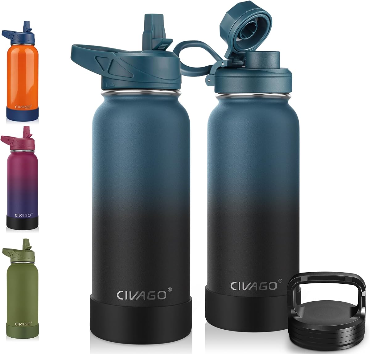 Slate Insulated Sports Water Bottle Wide Mouth 40oz product photo