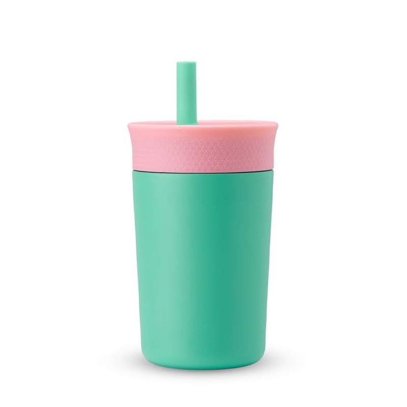Teal straw bottle