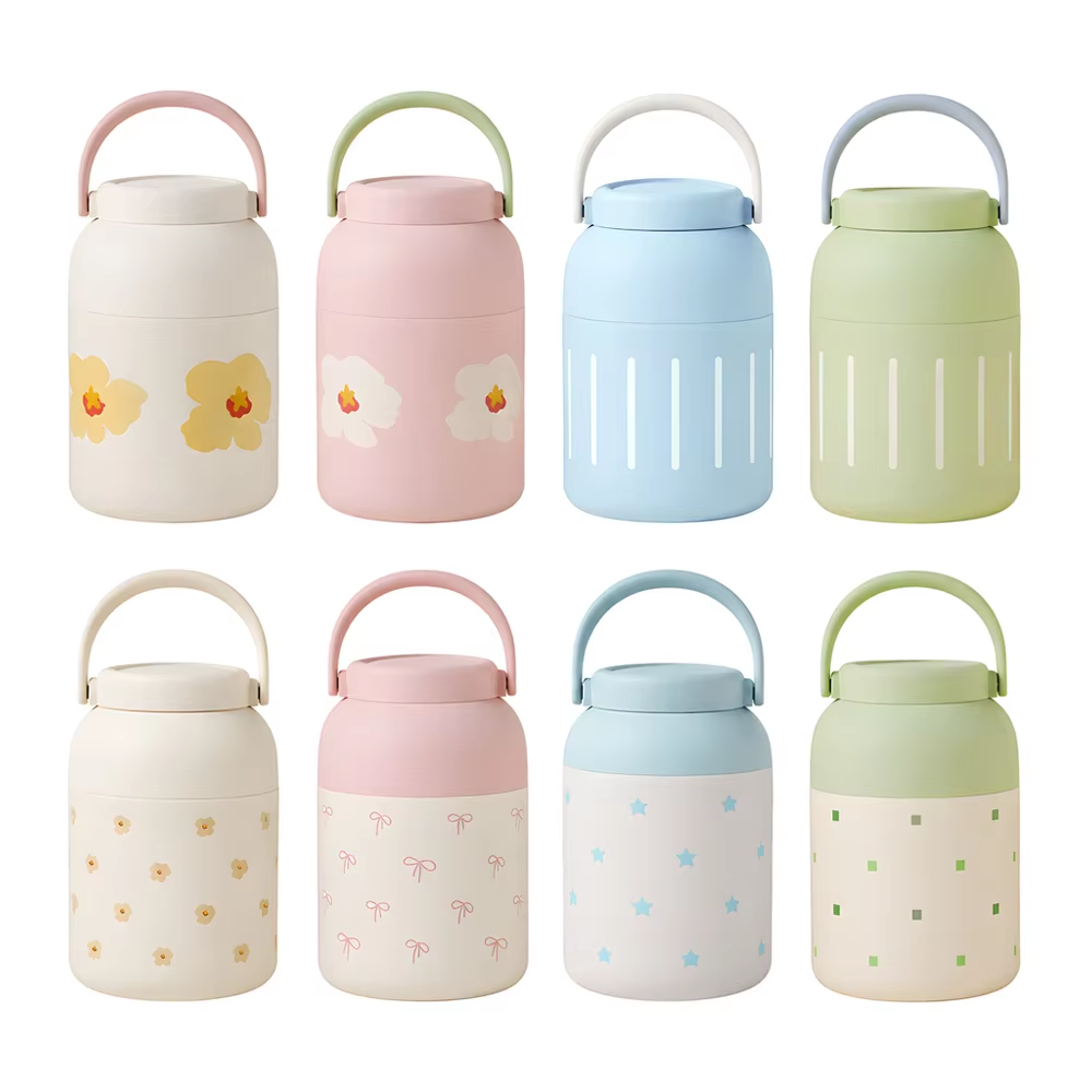 Noon Printed Handled Insulated Food Jar