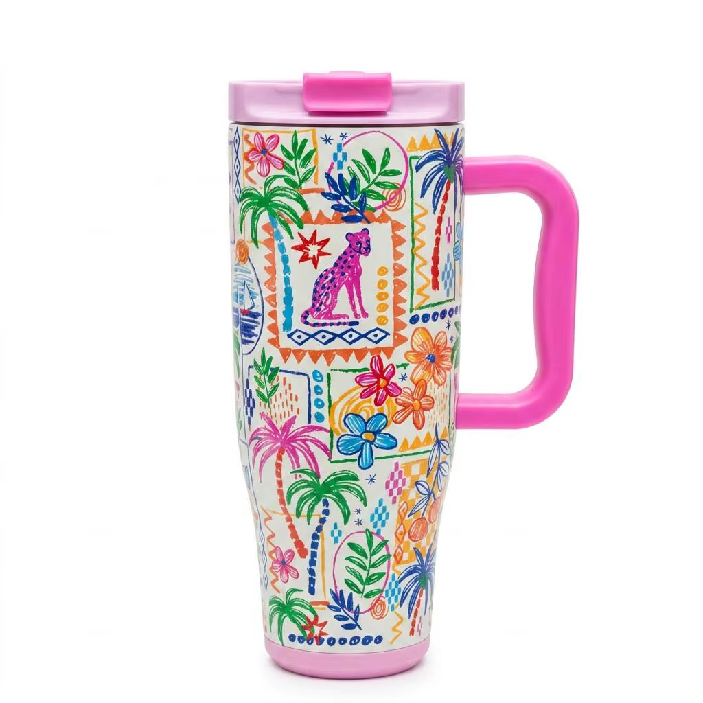 Cascade 40 oz Floral Handled Straw Tumbler