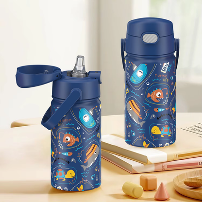 Sprout 400 ml Cartoon Print Straw Bottle