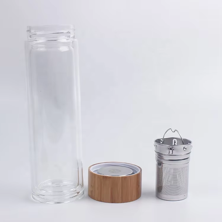 Cascade Bamboo-Lid Glass Tea Bottle