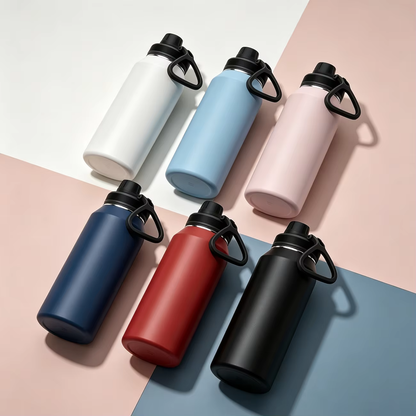 Cascade 32 oz Multicolor Wide-Mouth Insulated Bottle with Carry Handle
