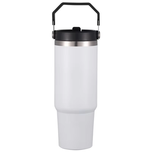 30 oz Handled Foldable-Straw Insulated Tumbler