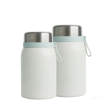Noon Beige-and-Mint Insulated Food Jar with Handle