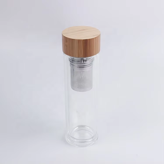 Cascade Bamboo-Lid Glass Tea Bottle