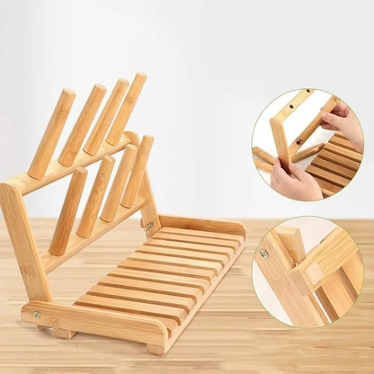 Cascade Bamboo Folding Bottle Drying Rack