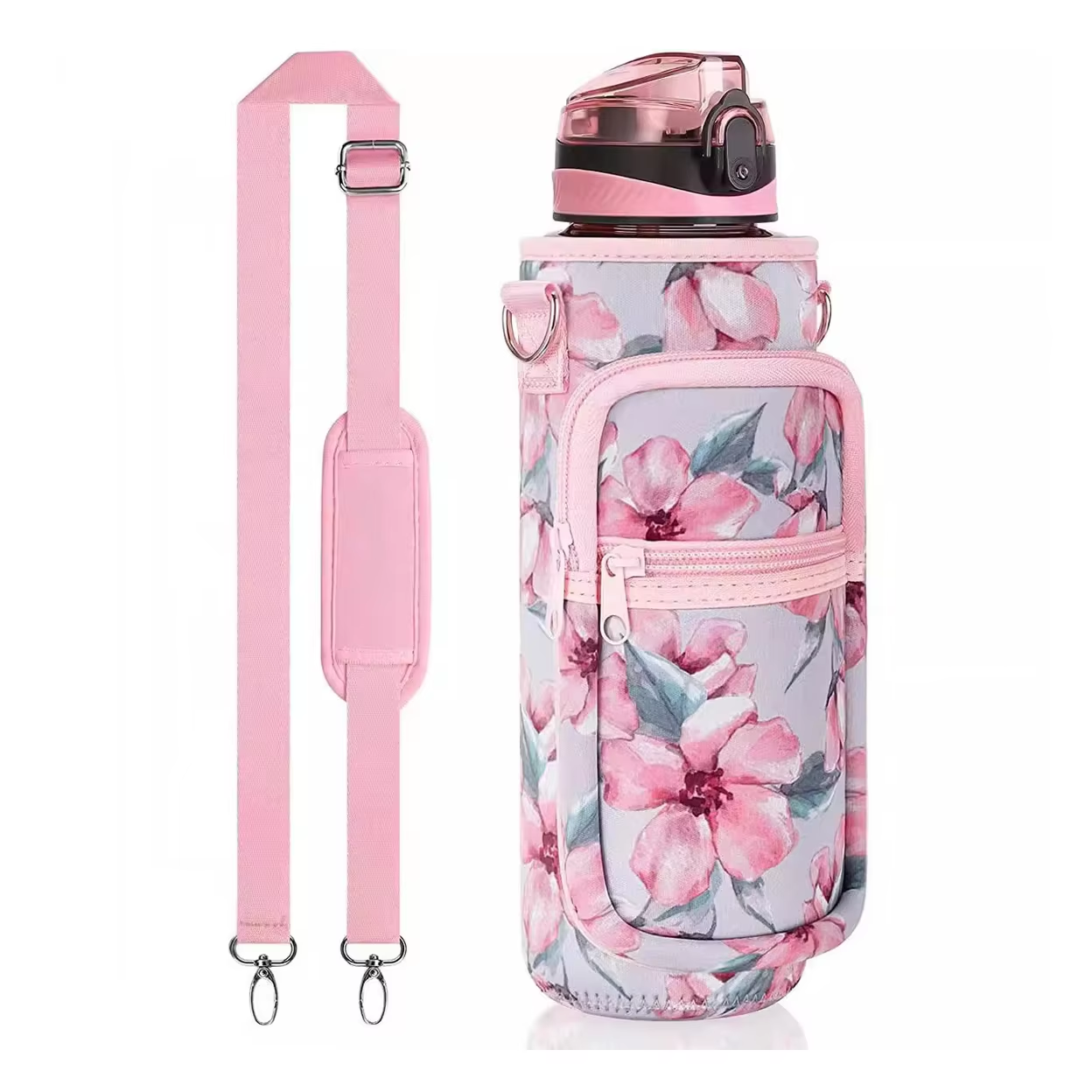 Cascade Floral Bottle Sleeve with Storage Pouch