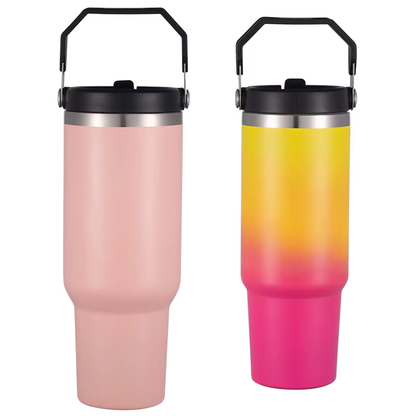 Cascade Handled Foldable-Straw Insulated Tumbler