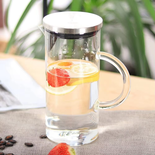 Cascade Glass Pitcher with Lid and Glass Handle