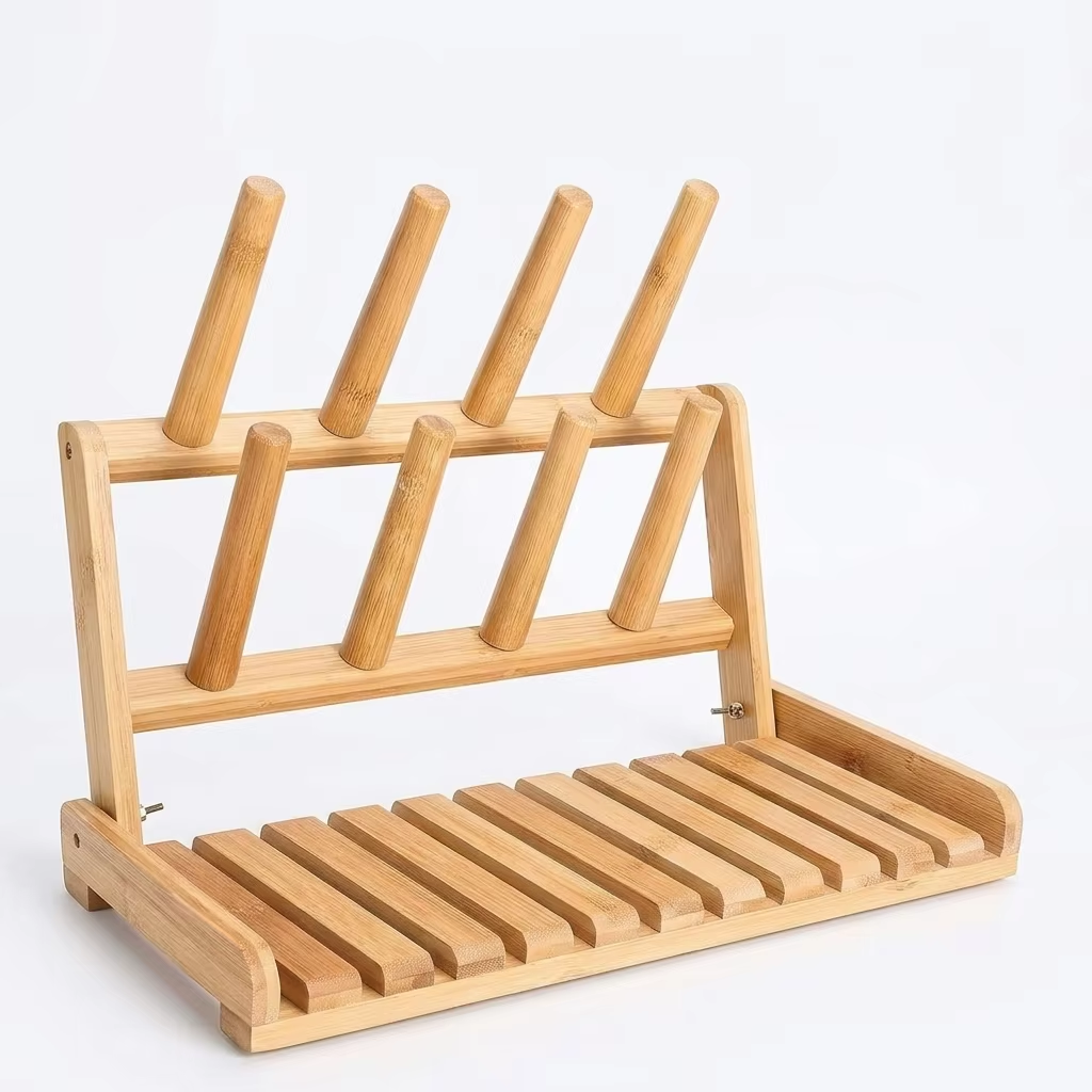 Cascade Bamboo Folding Bottle Drying Rack