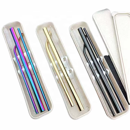 Cascade Stainless Steel Drinking Straws with Cleaning Brush