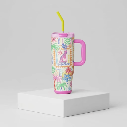 Cascade 40 oz Floral Handled Straw Tumbler