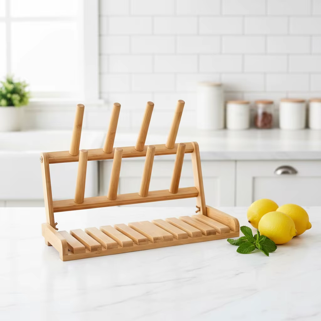 Cascade Bamboo Folding Bottle Drying Rack