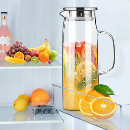 Cascade Glass Pitcher with Lid and Glass Handle