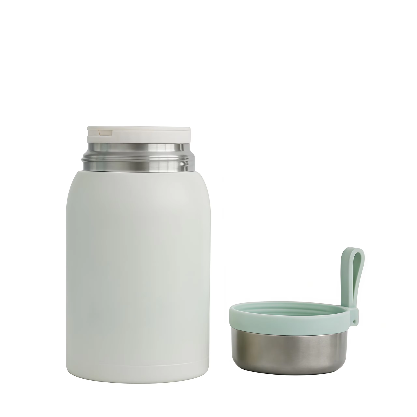 Noon Beige-and-Mint Insulated Food Jar with Handle