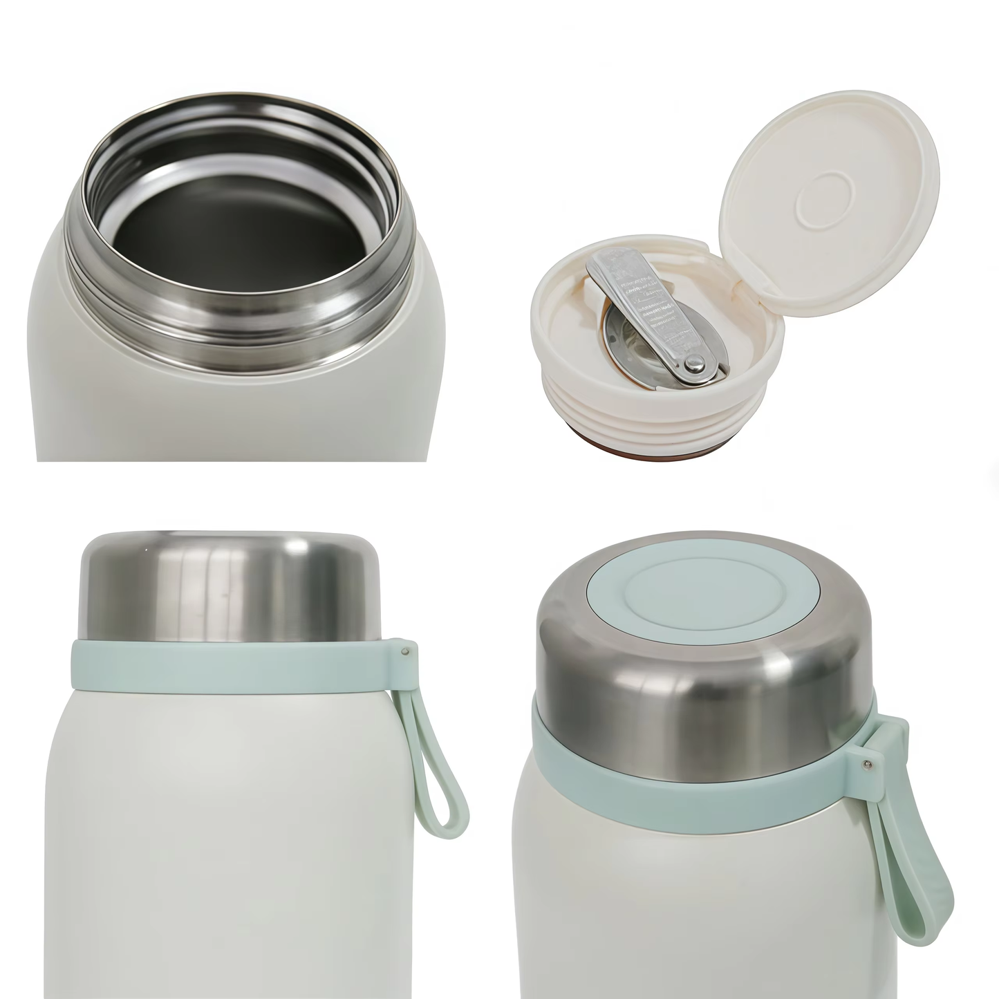 Noon Beige-and-Mint Insulated Food Jar with Handle