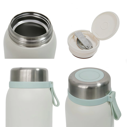 Noon Beige-and-Mint Insulated Food Jar with Handle