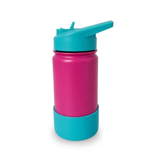 16 oz Rose-Blue-Green Color-Block Straw Bottle