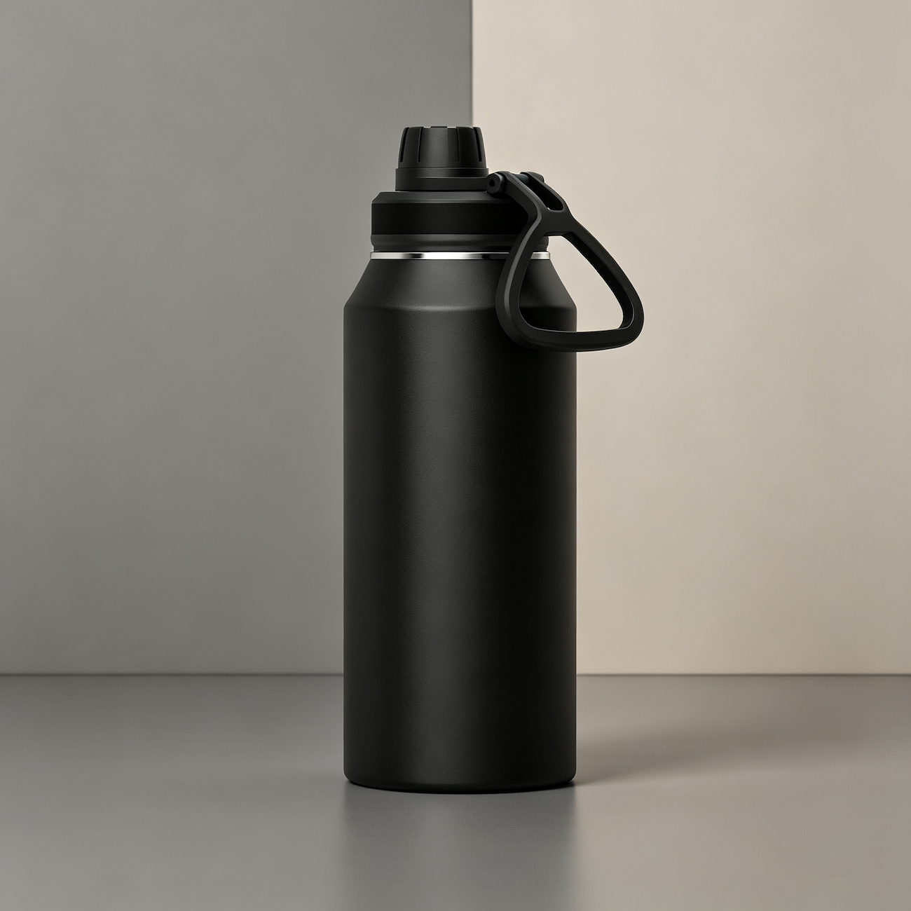 Black wide mouth bottle
