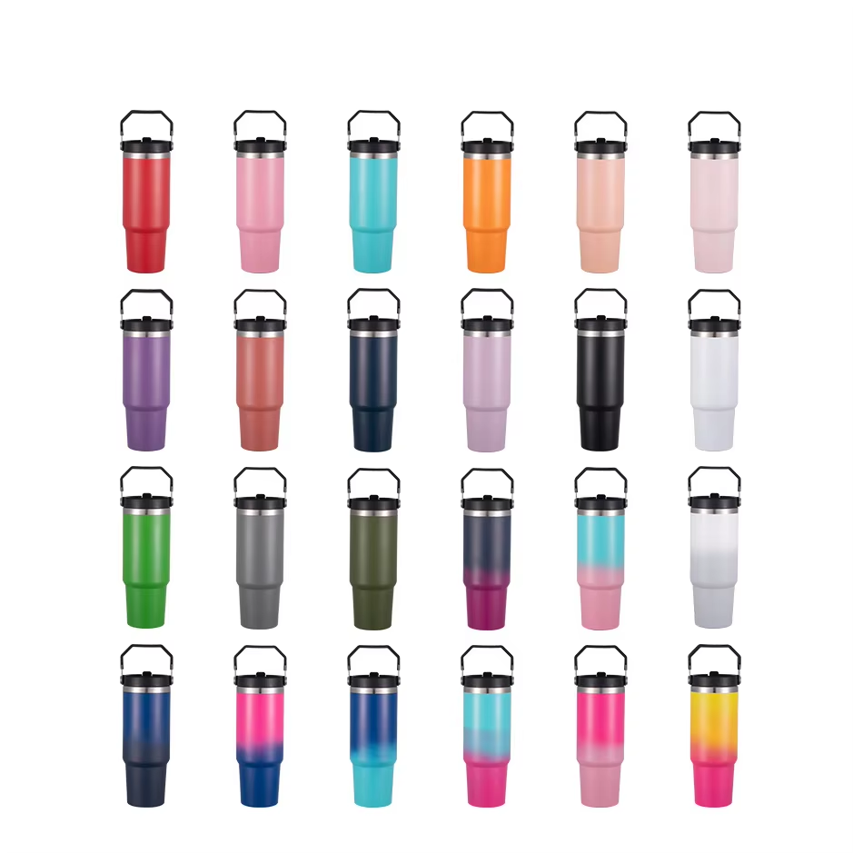 Cascade Handled Foldable-Straw Insulated Tumbler