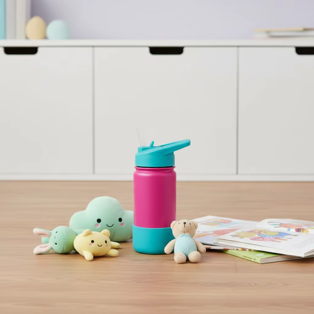 Sprout Rose-Blue-Green Color-Block Straw Bottle