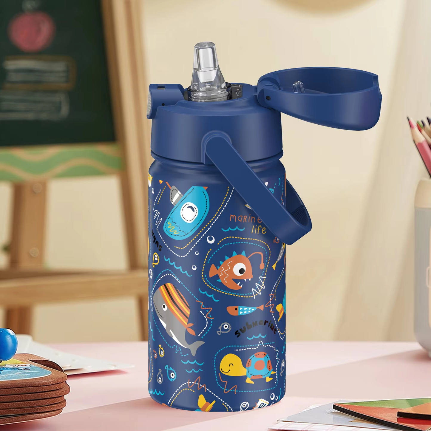 Sprout 400 ml Cartoon Print Straw Bottle