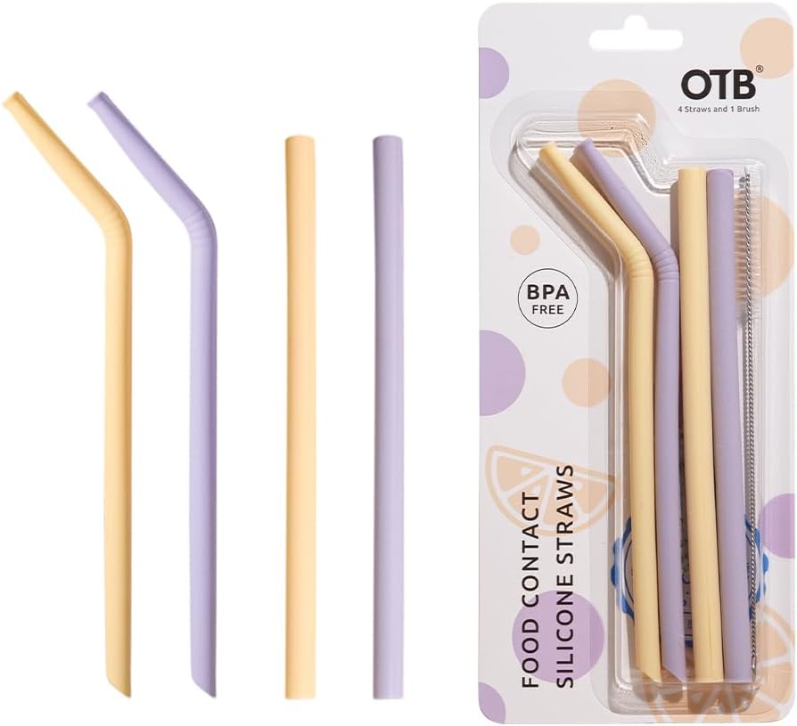 Reusable Silicone-Tipped Straw Set for 40oz Tumblers Pack of 4 product photo