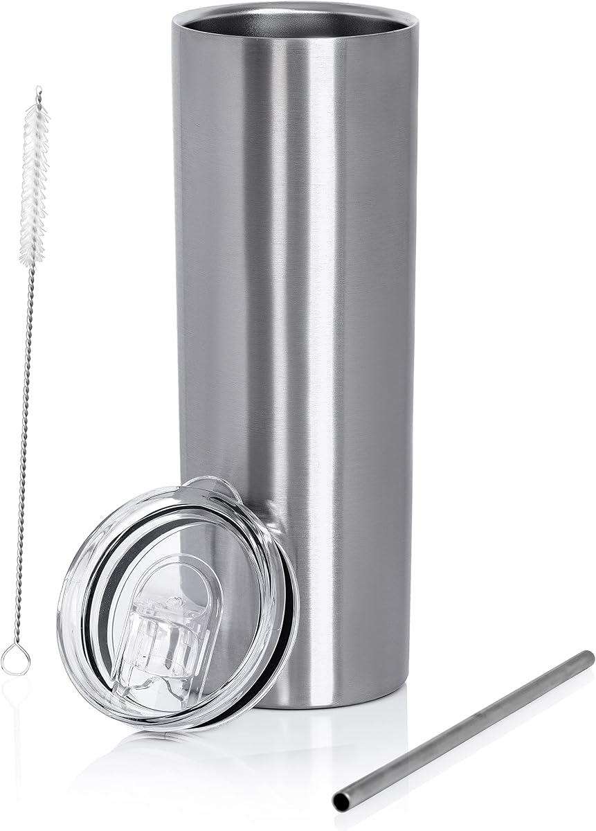 Slim Stainless Steel Tumbler With Sip Lid product photo