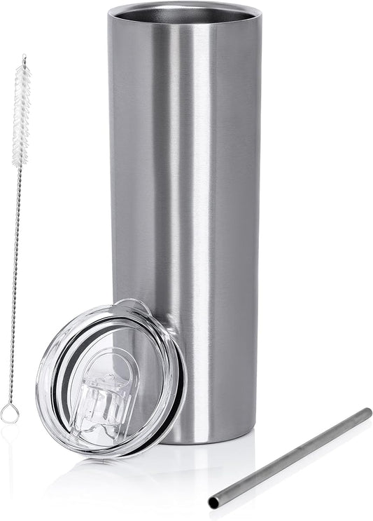Slim Stainless Steel Tumbler With Sip Lid product photo