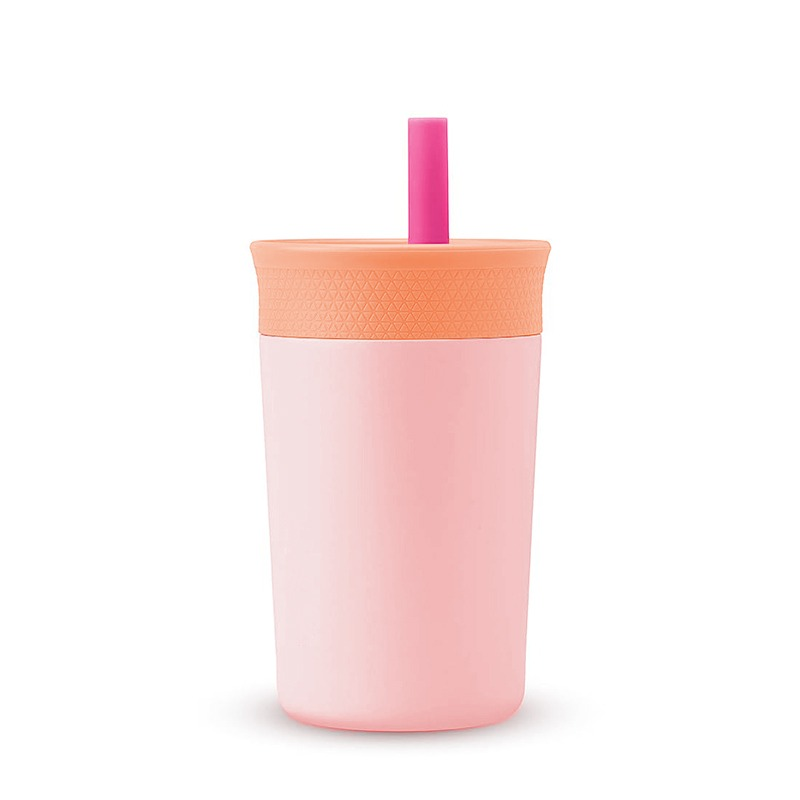 Pink straw bottle